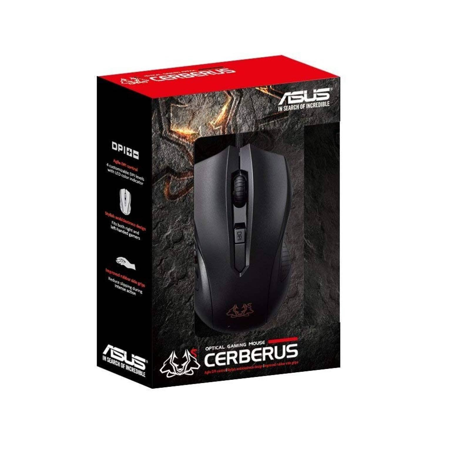 Mouse Gamer Asus Cerberus ambidiestro óptico 2500dpi LED
