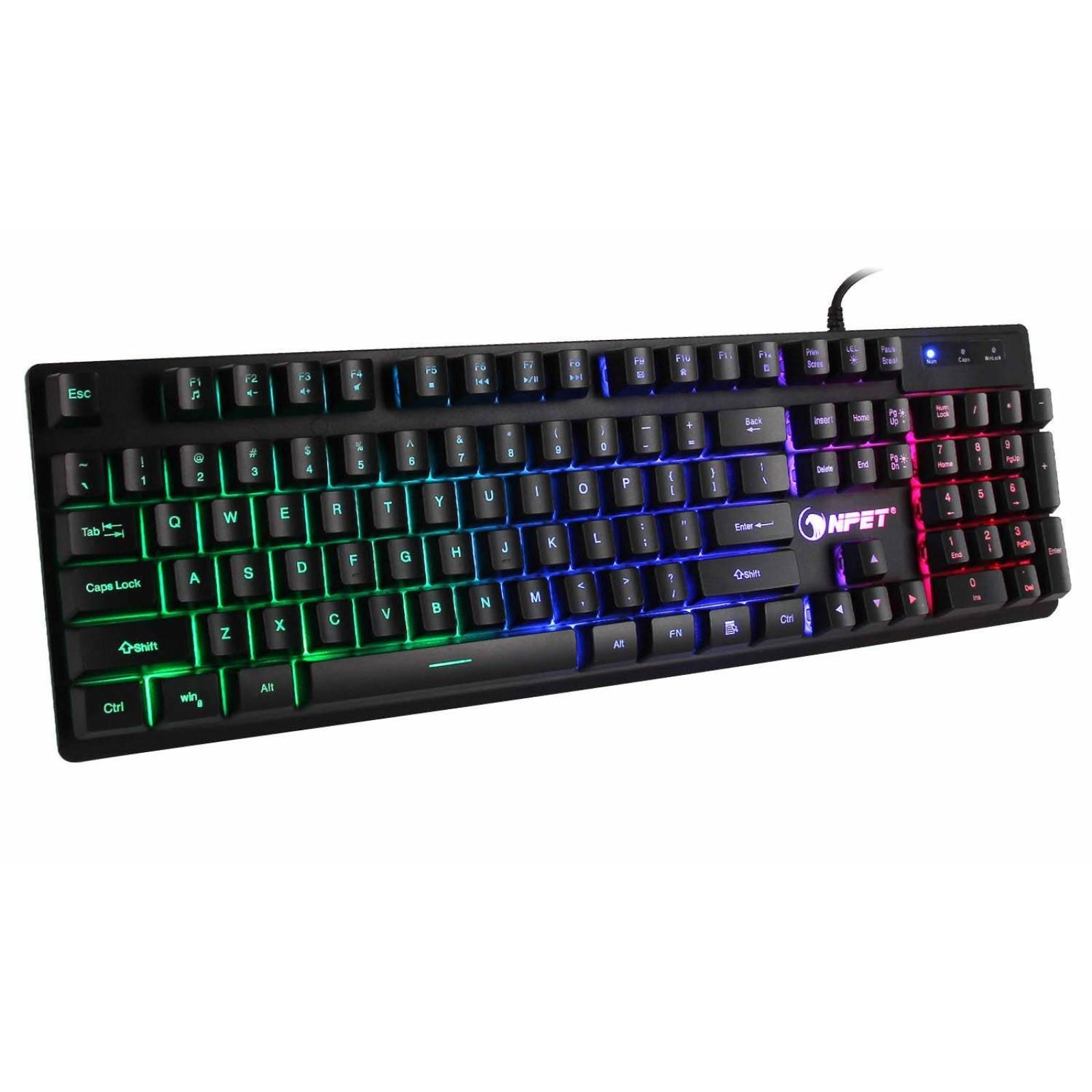 Teclado gamer NPET K10 retroiluminado flotante mecánica