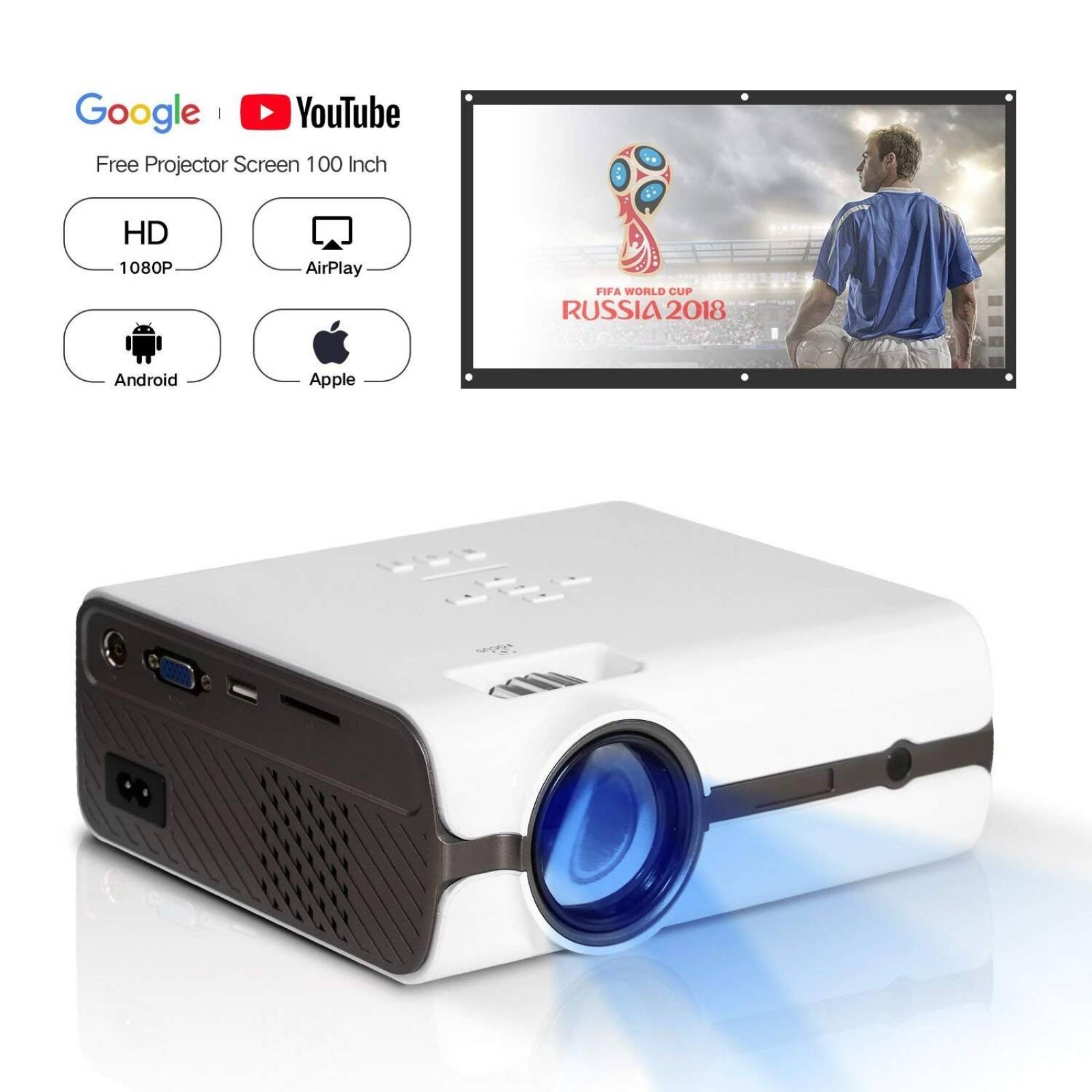 Proyector DOACE P3 HD 1080P 100'' AirPlay Andoid Apple