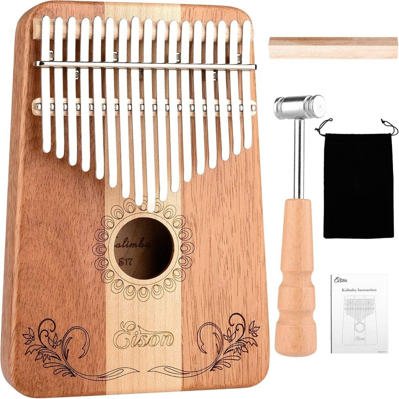 Kalimba Mbira Eison 17 Teclas Caoba Bolsa Y Accesorios