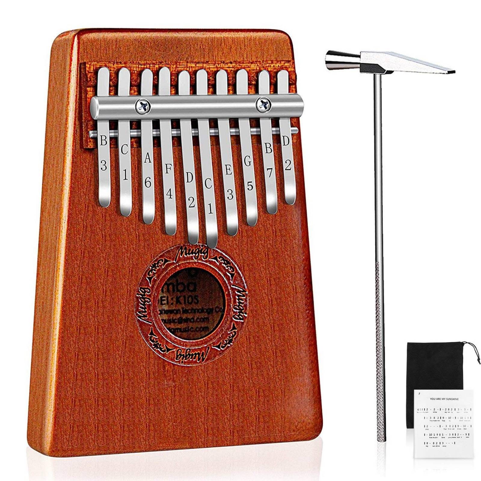 Kalimba Mbira Mugig 10 teclas de bolsillo con bolsa y libro