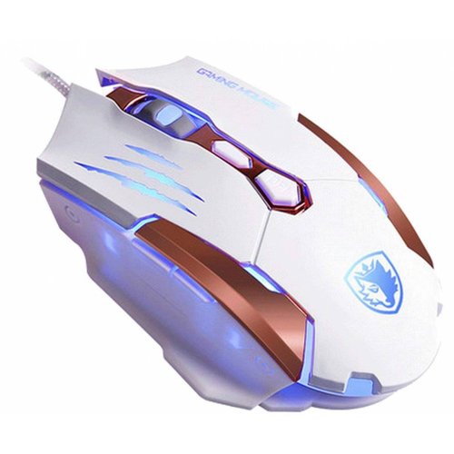 Mouse Gamer SADES Q6 Alámbrico 3500 DPI 7 Botones -Blanco