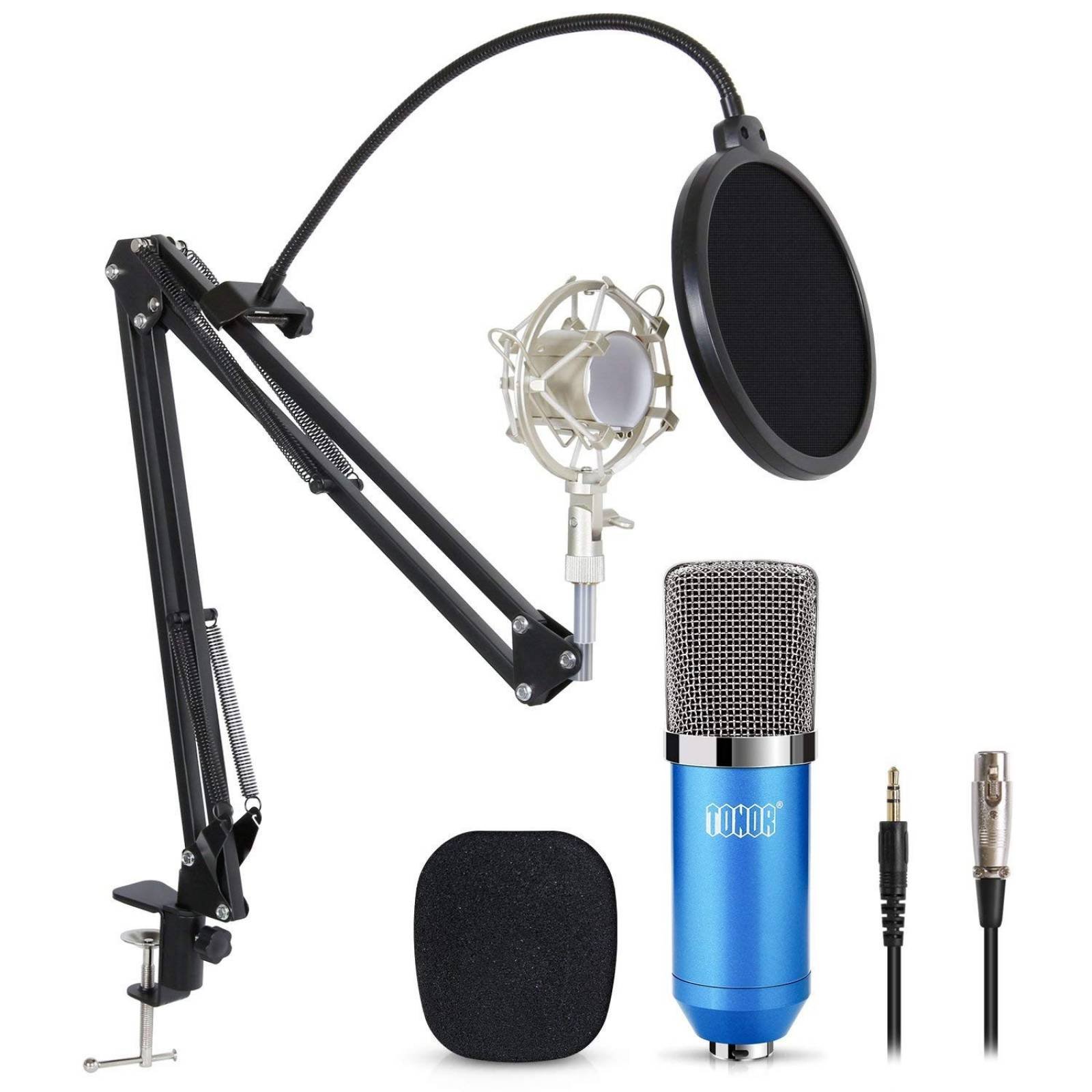 Microfono Condensador TONOR Filtro 3.5mm XLR Brazo Ajustable