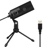 Micrófono Condensador Laptop Fifine Cardioide Usb Pc -Negro