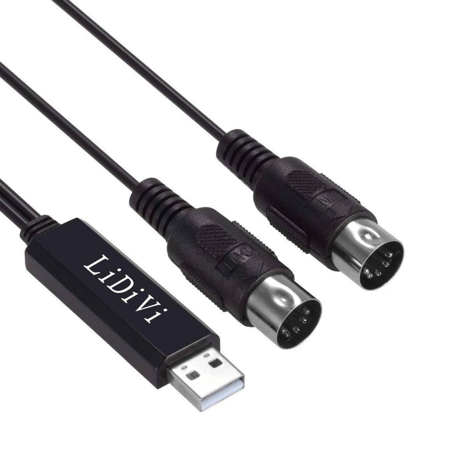 Cable Convertidor LiDiVi PC USB a MIDI Teclado -Negro