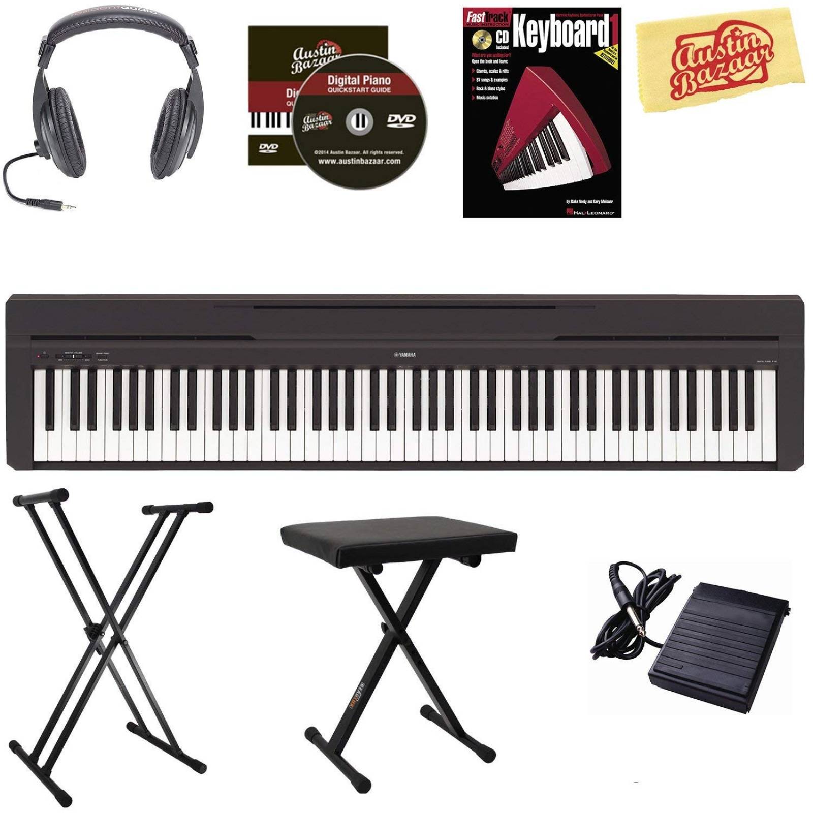 Kit Piano digital Yamaha P-45 con banco audífonos libro DVD