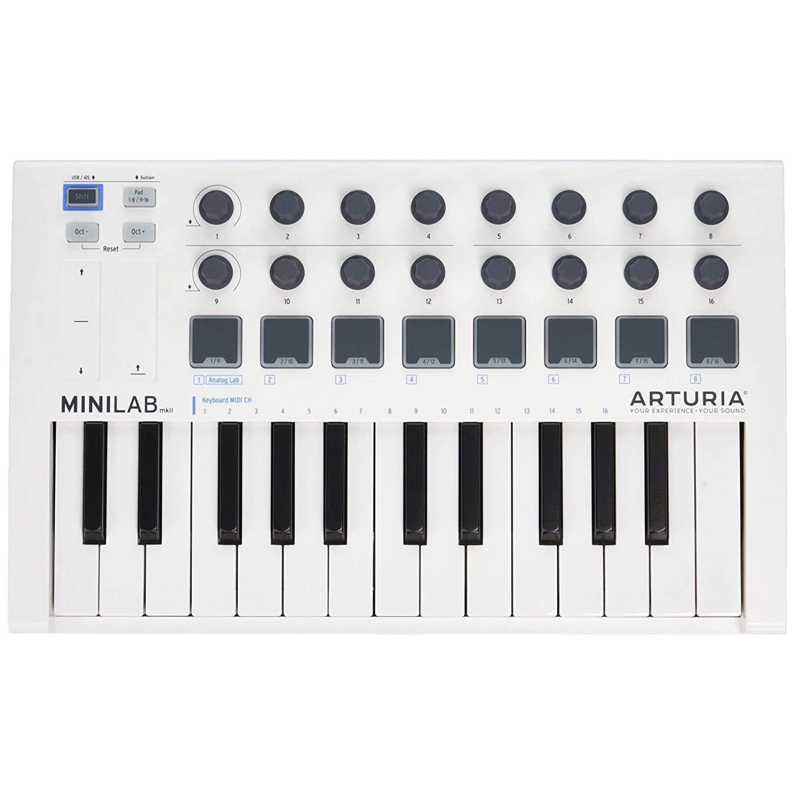 Controlador MIDI Arturia MiniLab 25 Teclas Portátil -Blanco