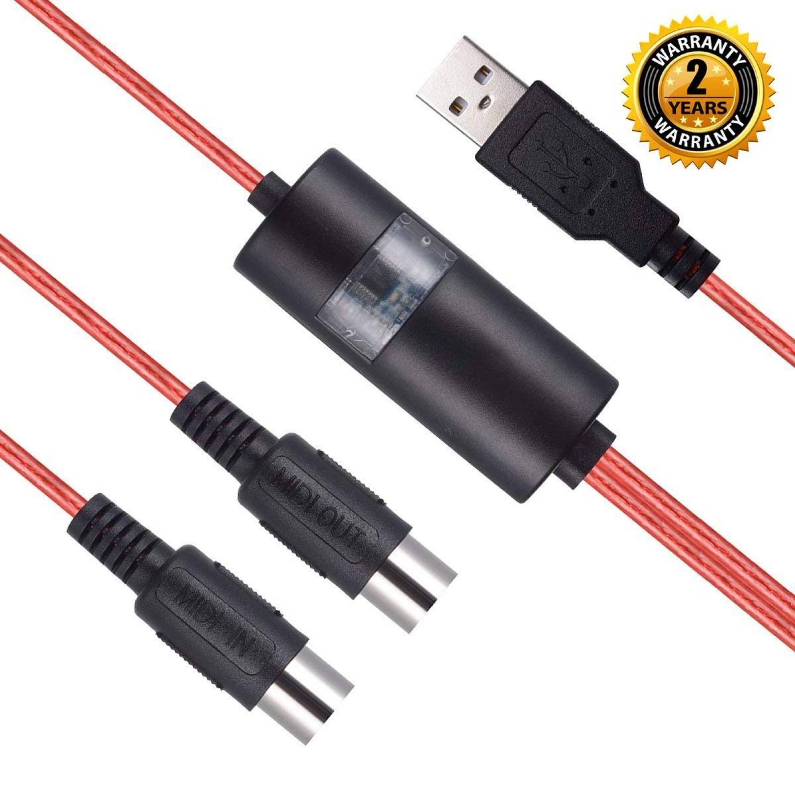 Cable Convertidor OIBTECH USB a MIDI Pc Mac 2m -Rojo