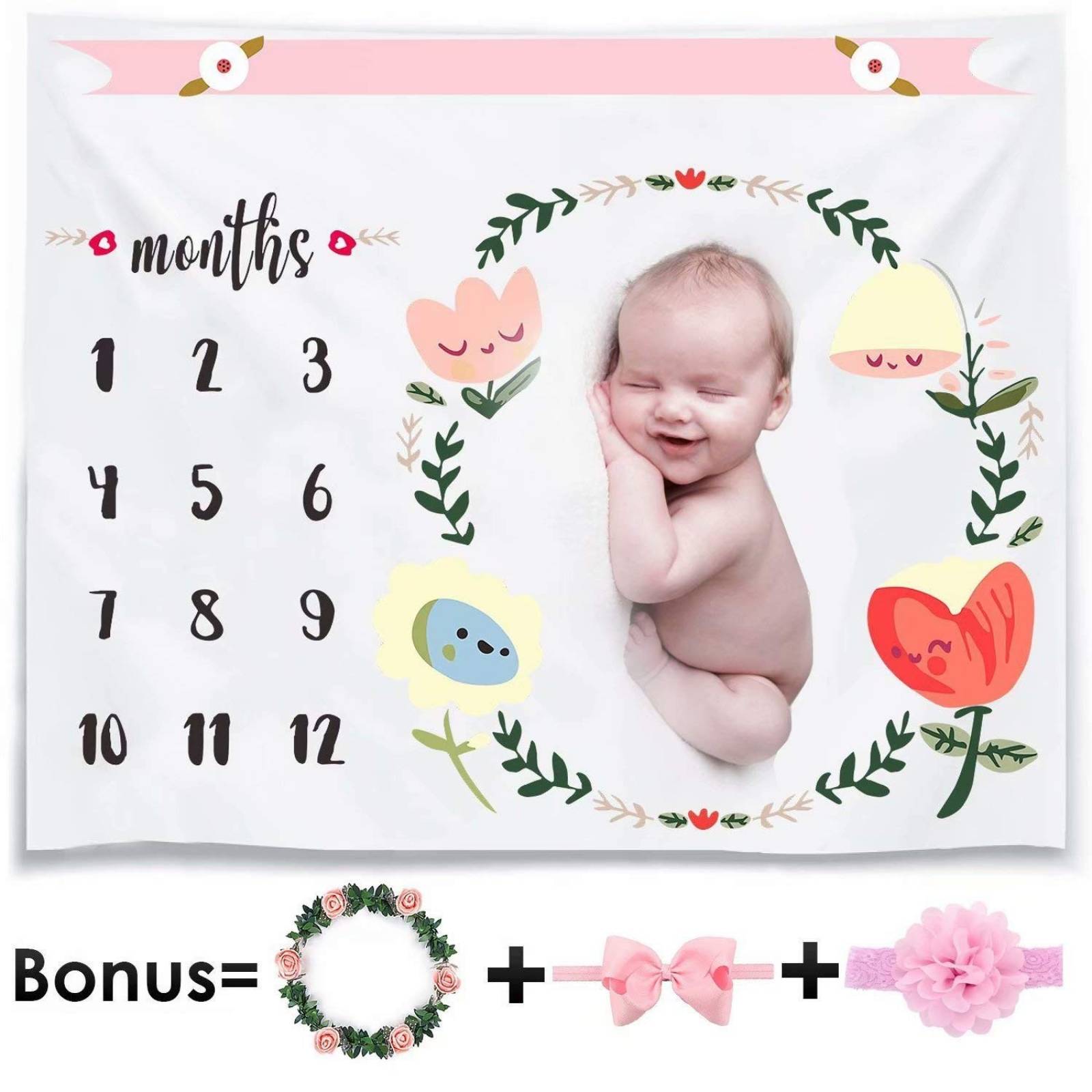 Manta Paddsun foto recuerdo mensual de bebé banda floral