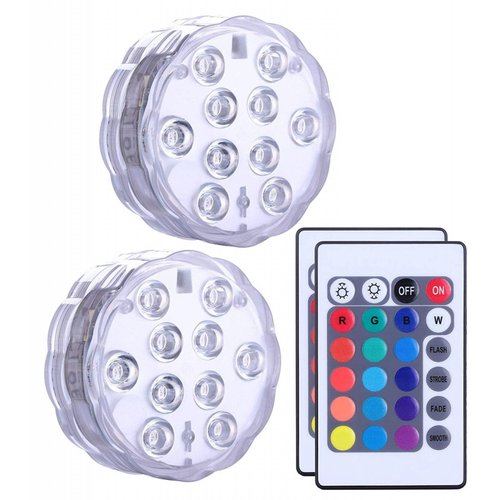 Luz LED Qoolife sumergible a prueba de agua 16 colores -2pza