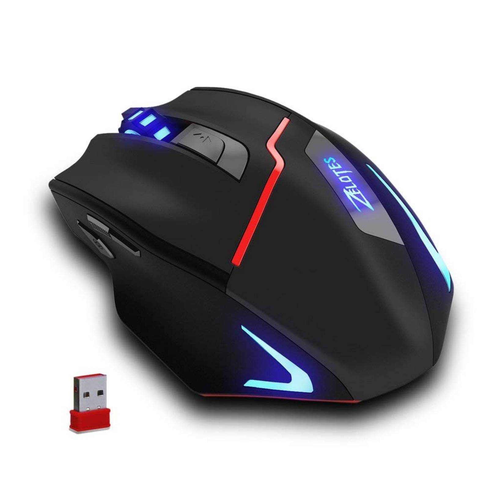 Mouse Gamer Zelotes F-18 Inalámbrico 6 DPI 7 Botones -Negro