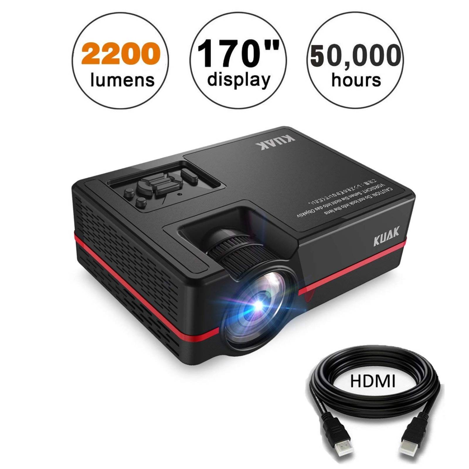 Mini proyector 2200 Lumen 170 LED Full HD 1080P -Rojo