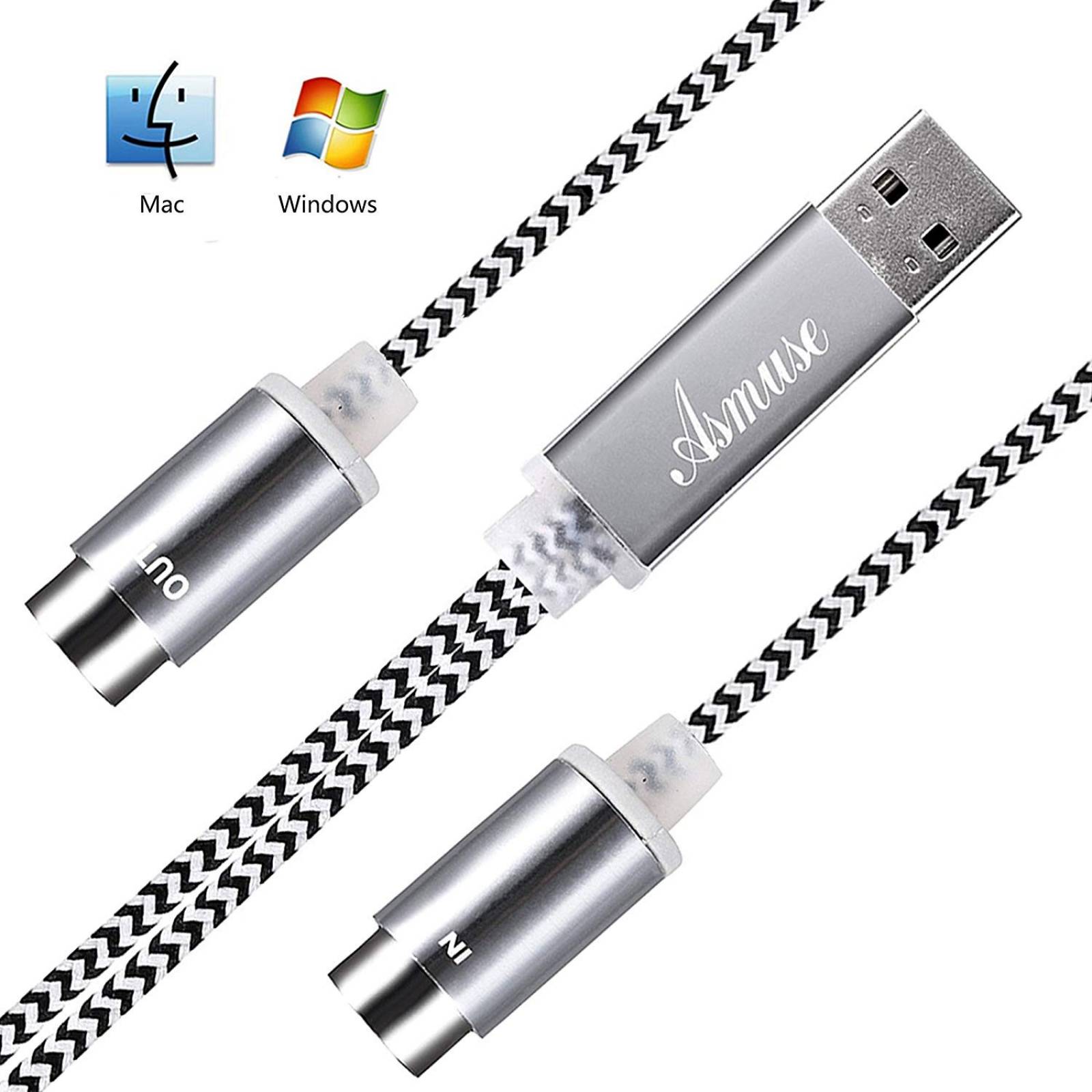 Cable Convertidor Asmuse PC USB a MIDI Instrumentos Elec