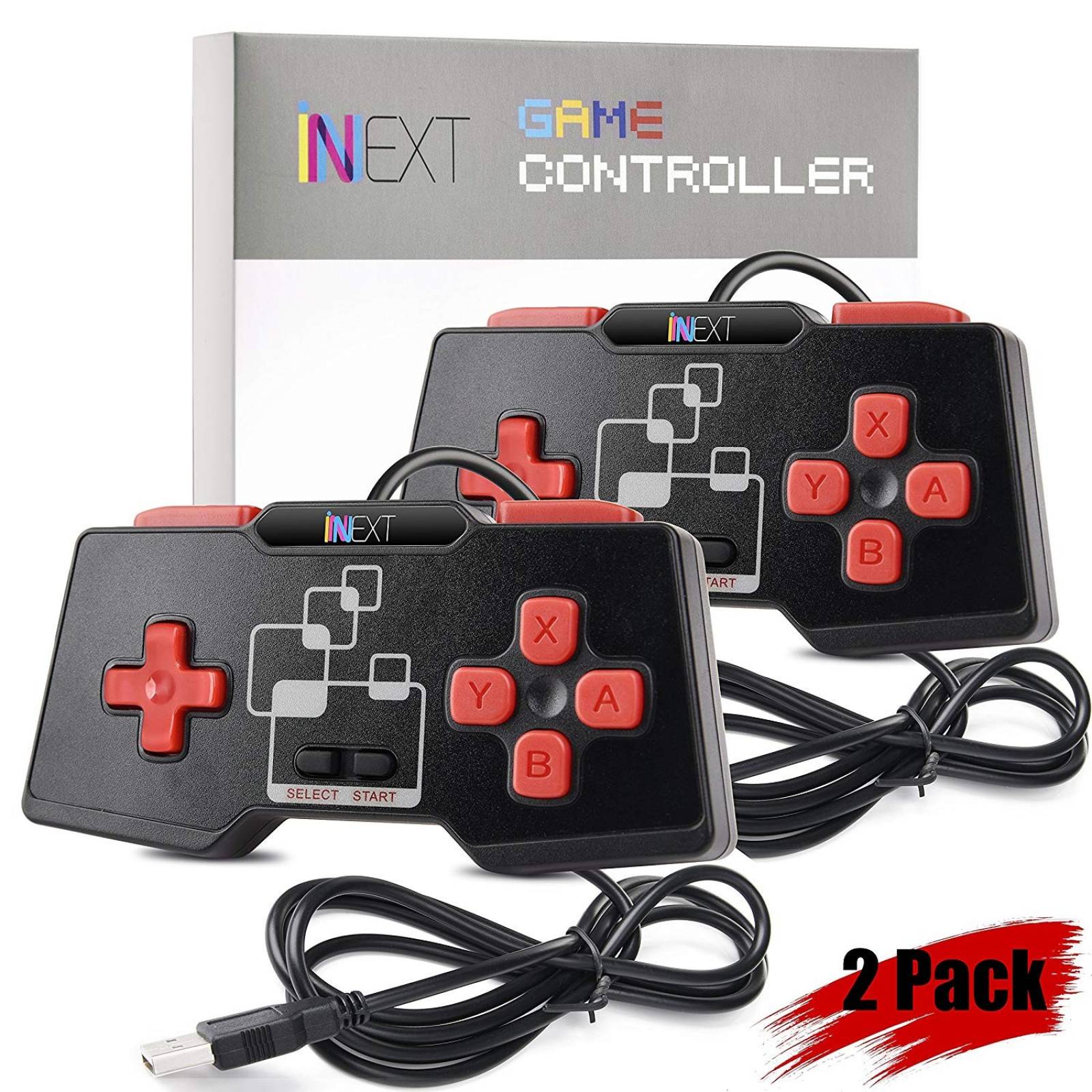 Controles alámbricos iNNEXT PC MAC Raspberry Pi Pack de 2