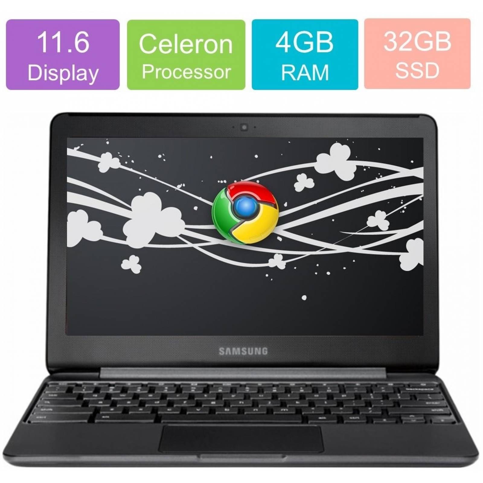 Laptop Samsung Chromebook 11.6'' 4GB DDR3, 32GB HDD Negro
