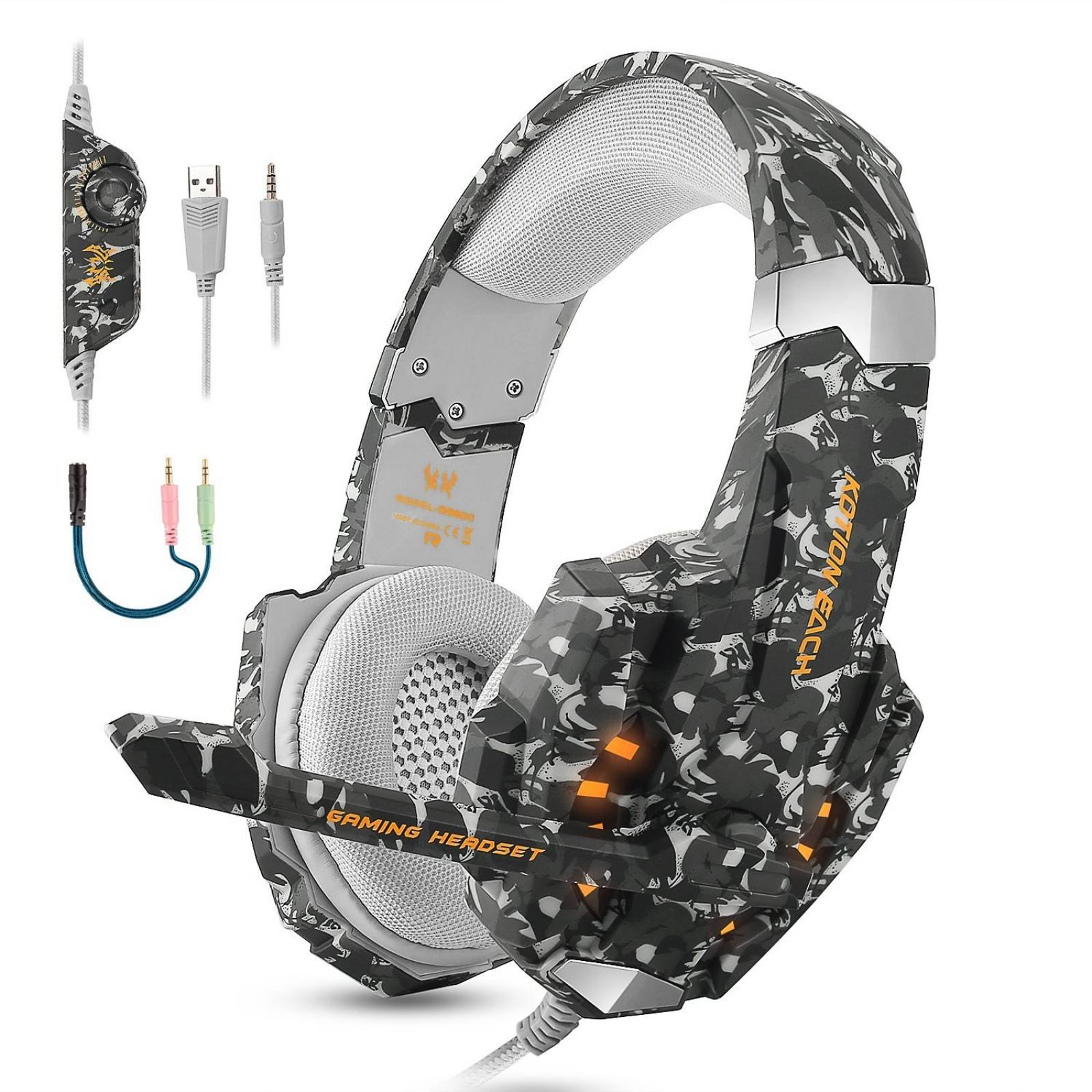 Auriculares Gamer BGOOO 3.5mm con Mic Compatibles -Camuflaje