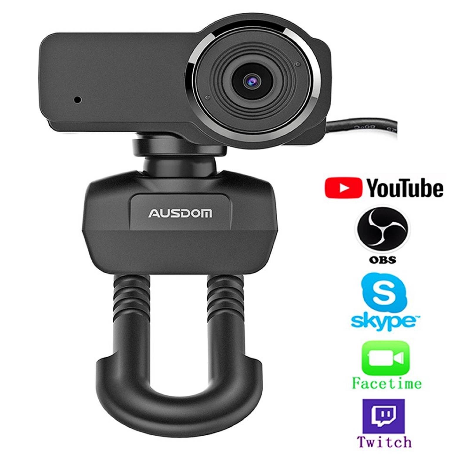 Webcam AUSDOM AW635 con cancelación de ruido USB -Negro
