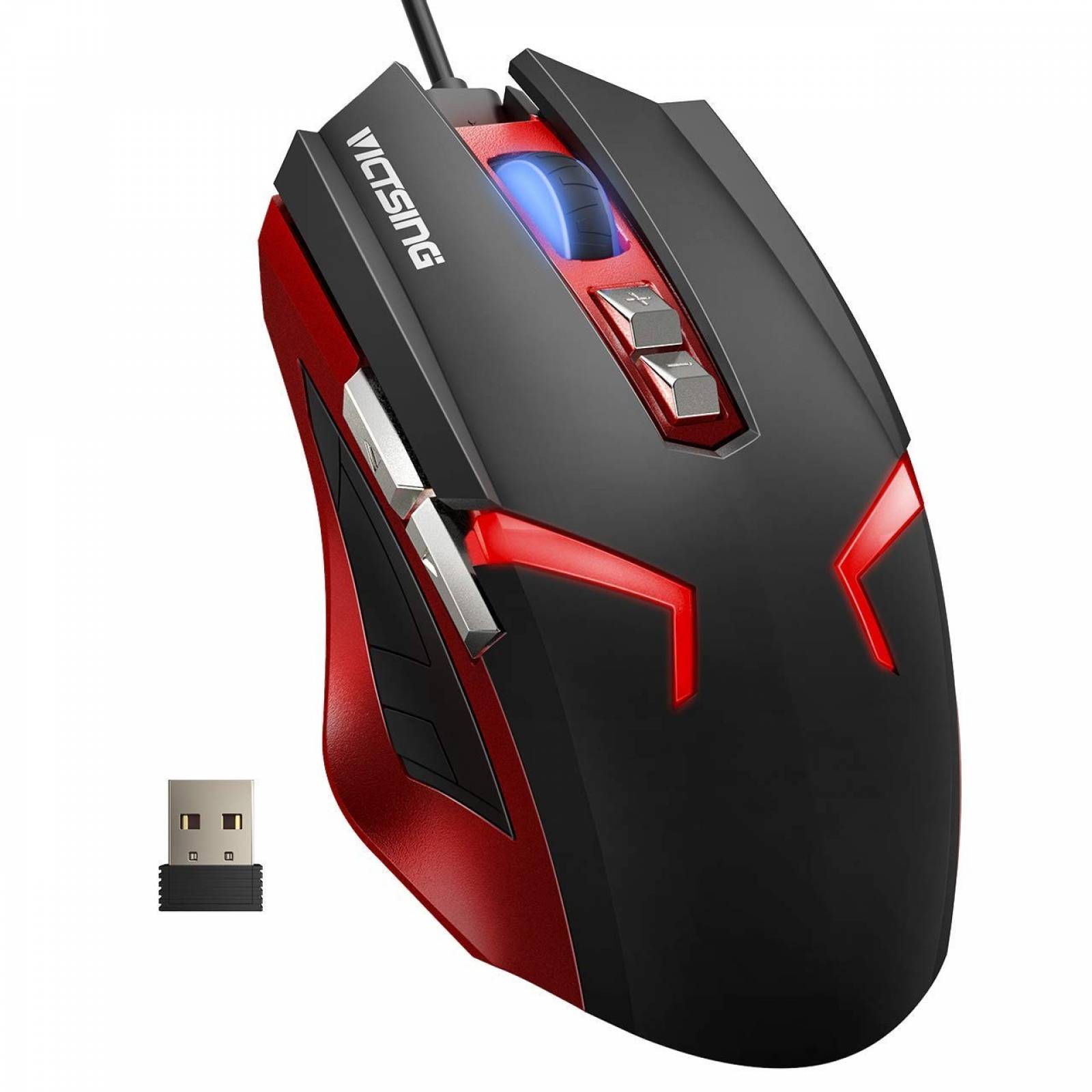 Mouse Gamer VicTsing 2 en 1 DPI Ajustable 7 Botones -Negro