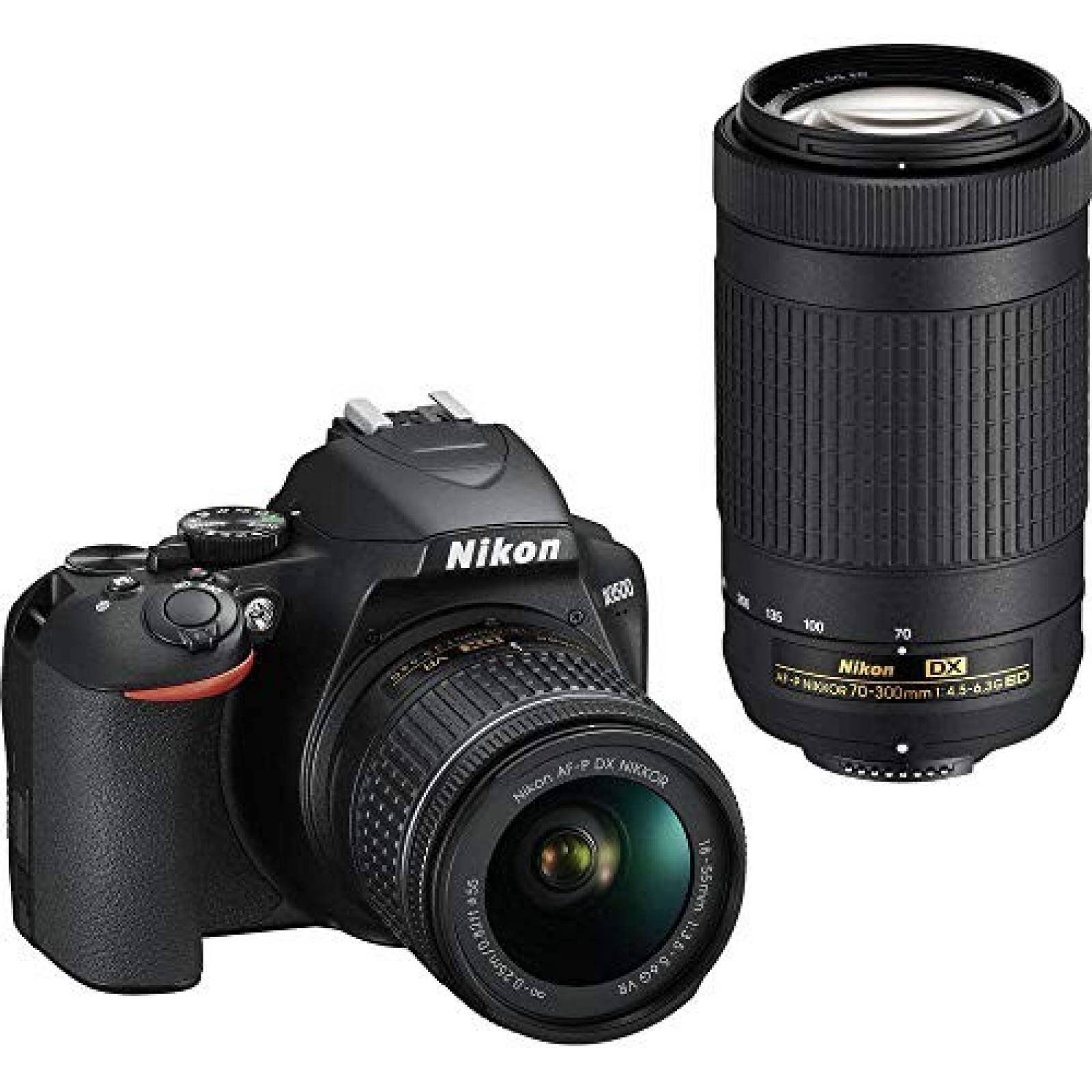 Base cámara DSLR Nikon w/18-55mm & 70-300mm Hard Kit -Negro