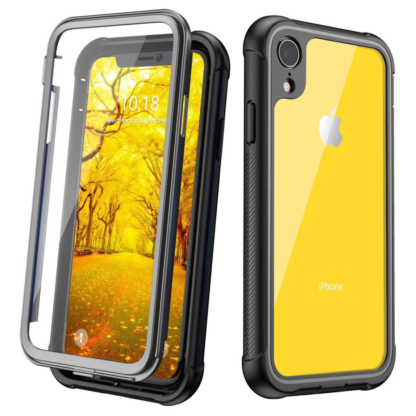 Funda JUSTCOOL compatible con iPhone XR -negro-transparente