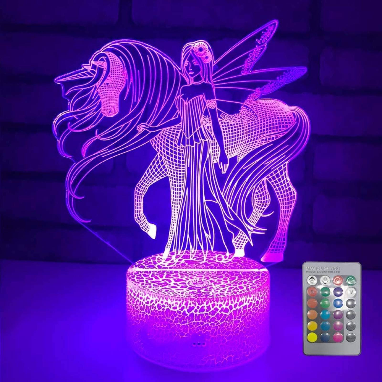 Lámpara de noche para niños eTongtop Unicornio Ilusión 3D