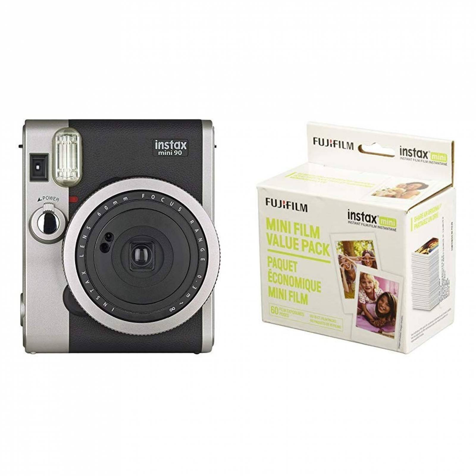 Cámara Fujifilm Instax Mini 90 Neo Classic 60 piezas papel