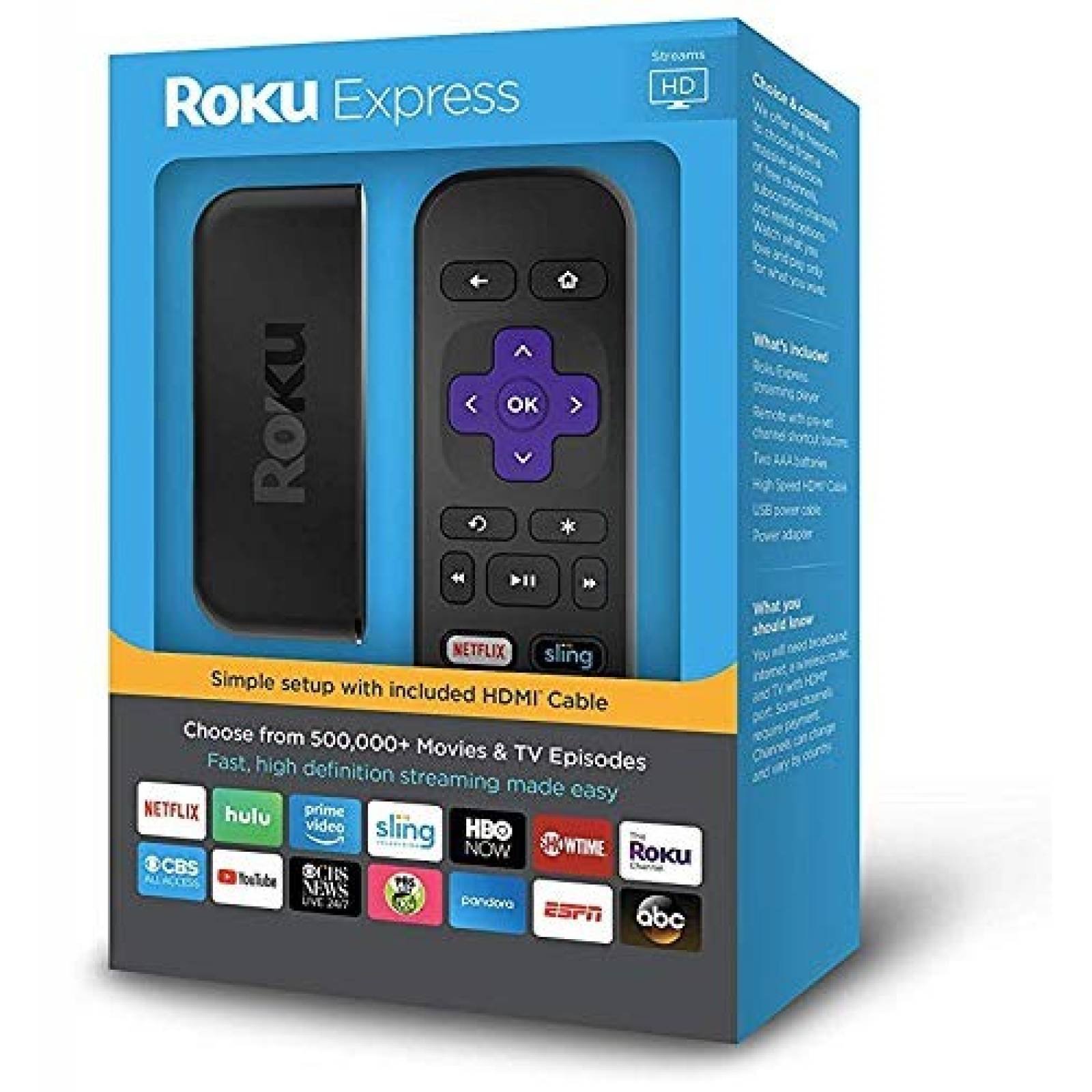 Reproductor multimedia de streaming Roku Express HD 1080P