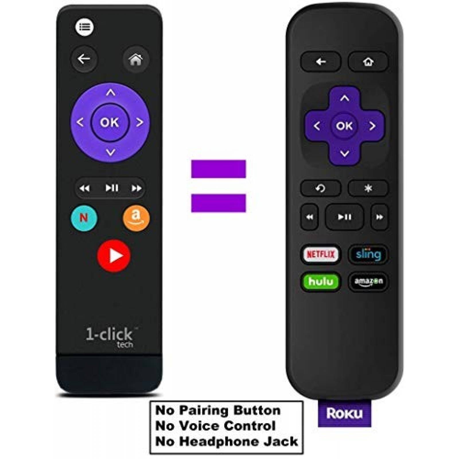 Control Remoto 1-Click Tech Compatible con Roku Express/+