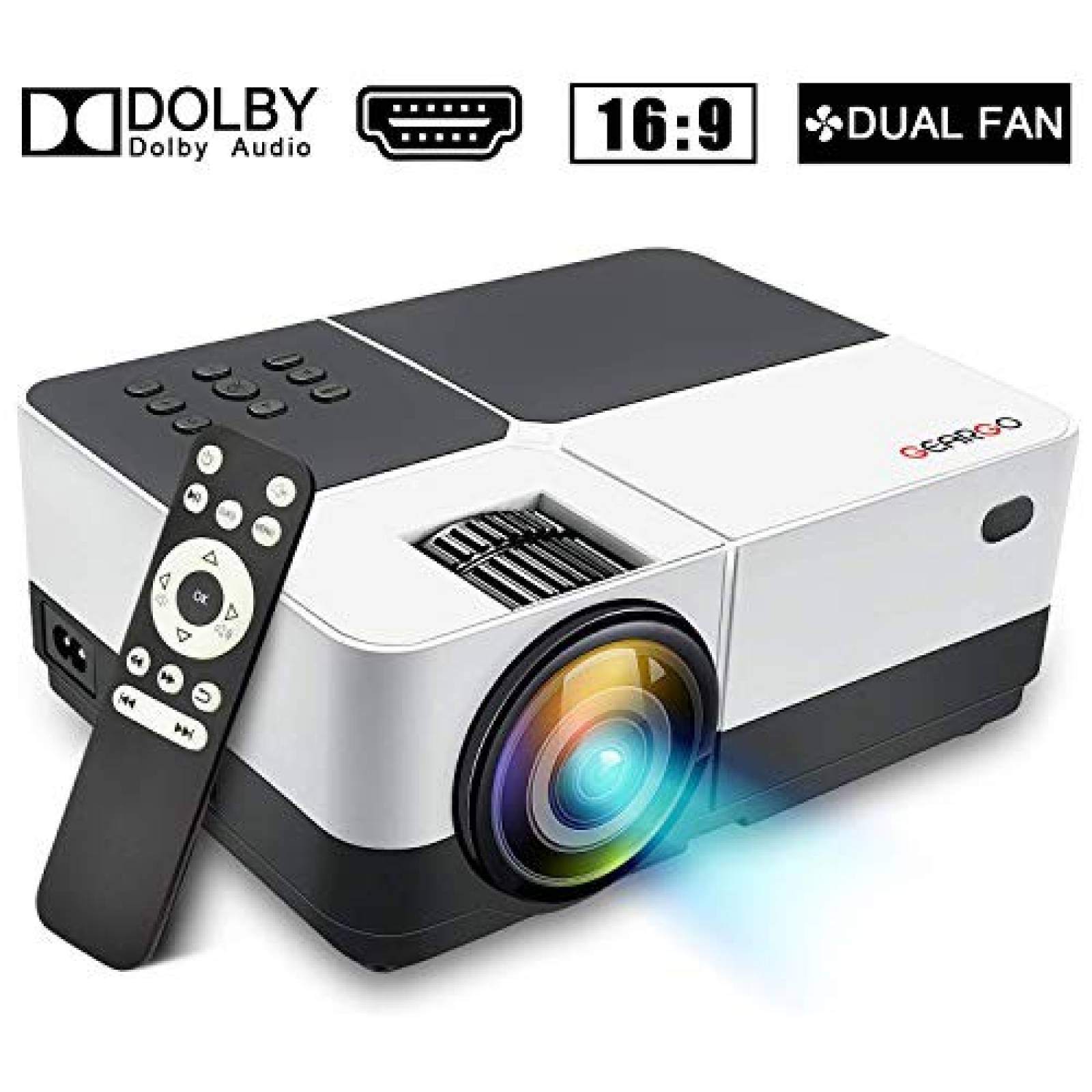 Videoproyector GEARGO 2800 Lumenes HD 1080P proyección 185''