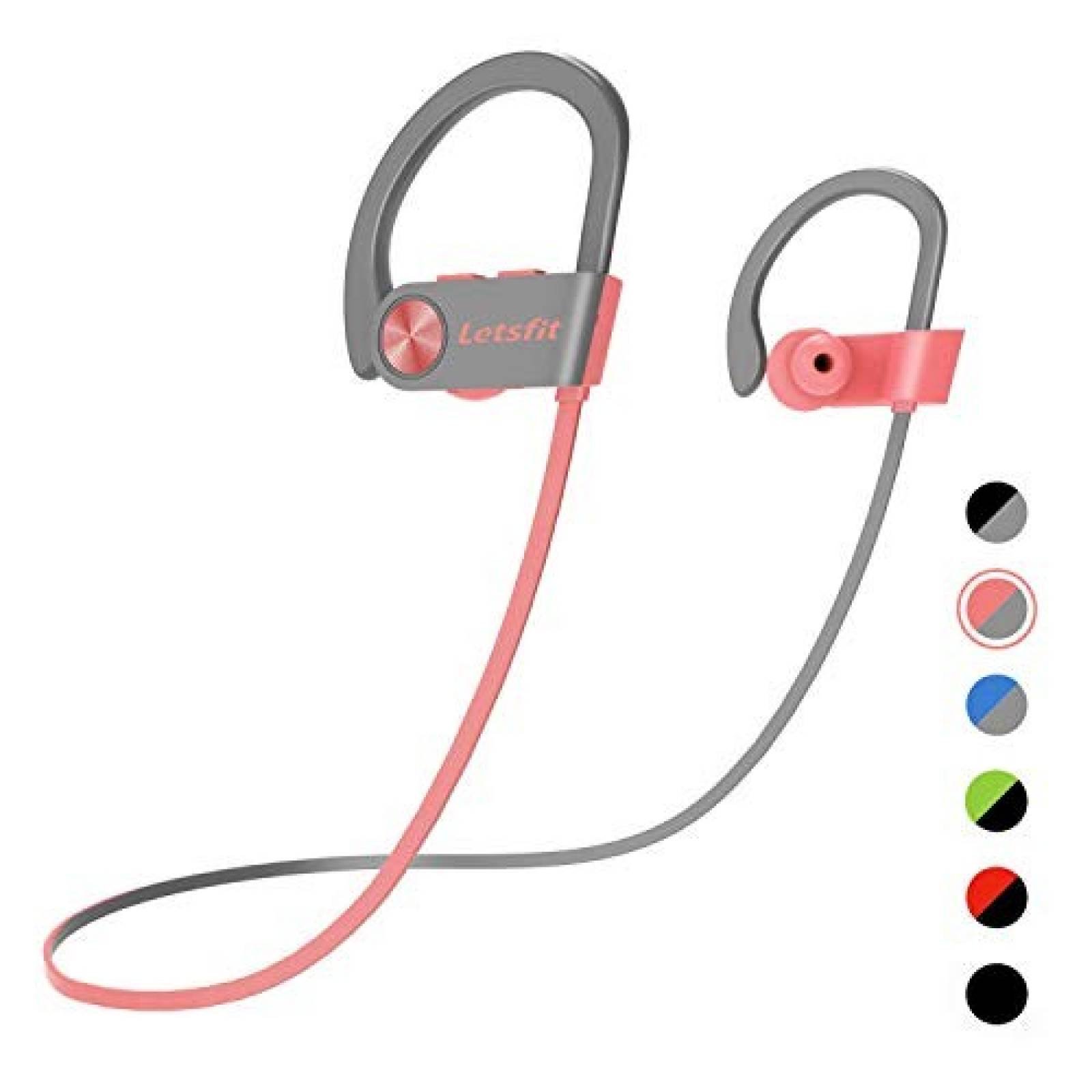 Audifonos Letsfit Bluetooth 8Hrs Impermeables -Rosa/Gris