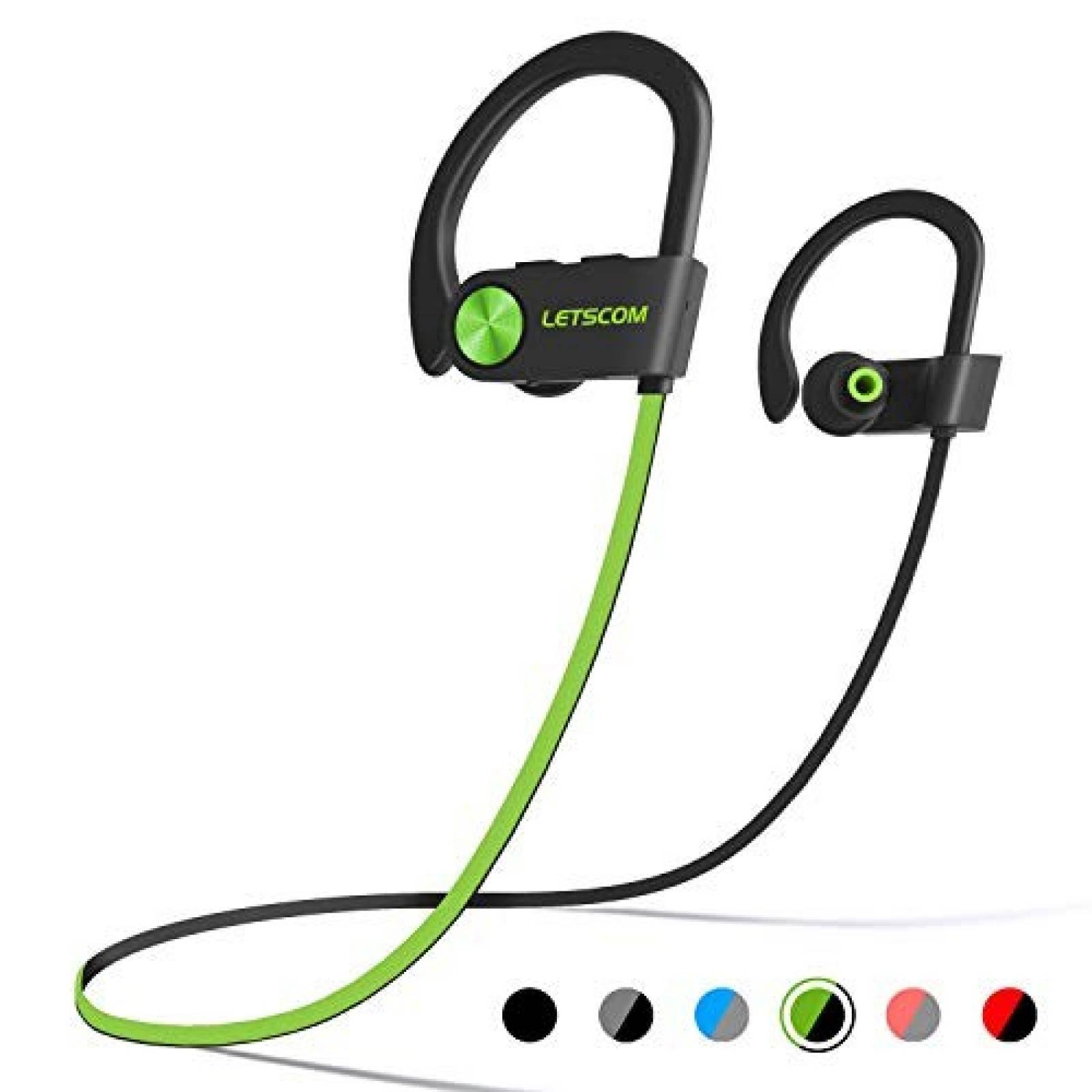 Audífonos LETSCOM Bluetooth Impermeables 8hrs Batería -Verde