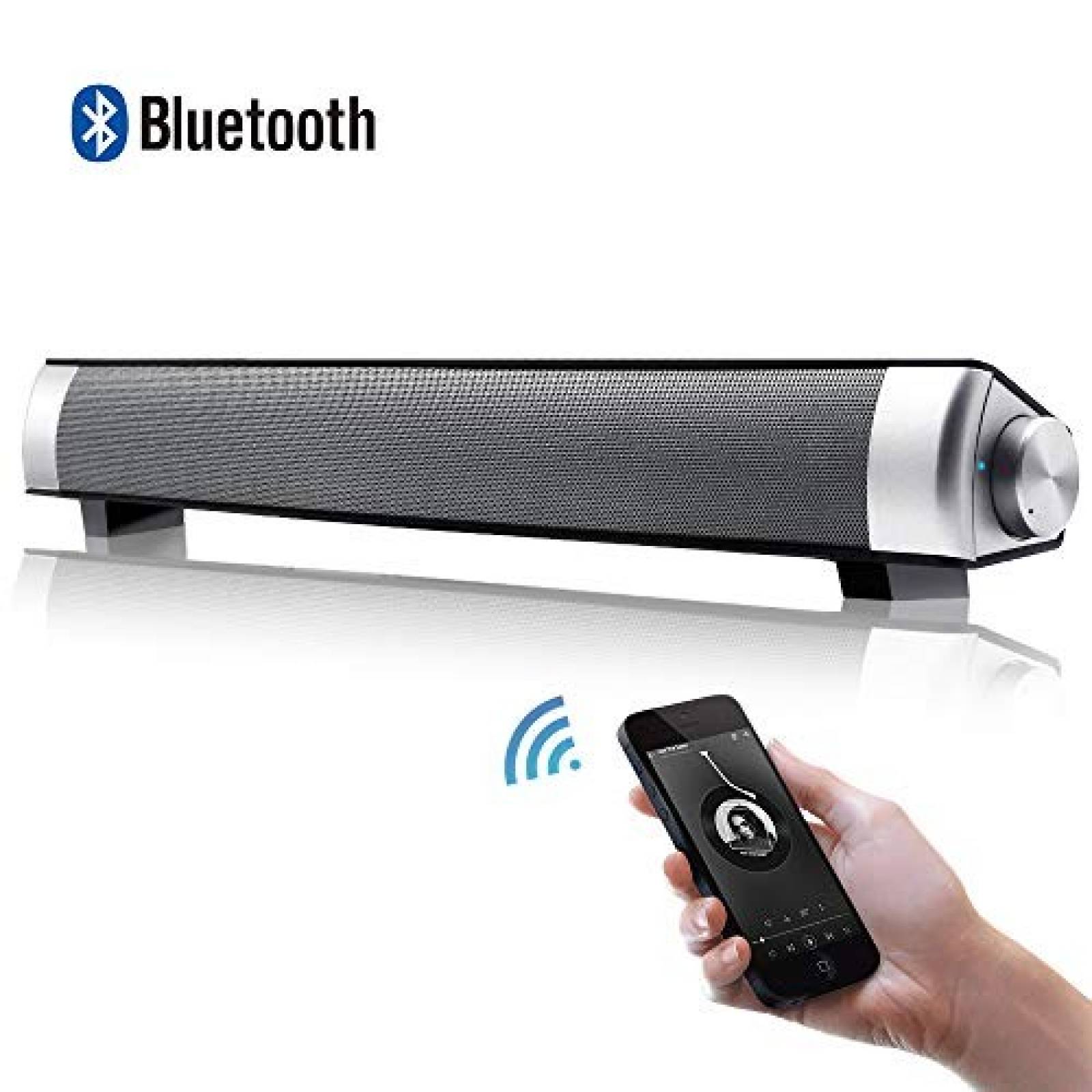 Barra de sonido Flytop Bluetooth sonido envolvente 3D -Plata