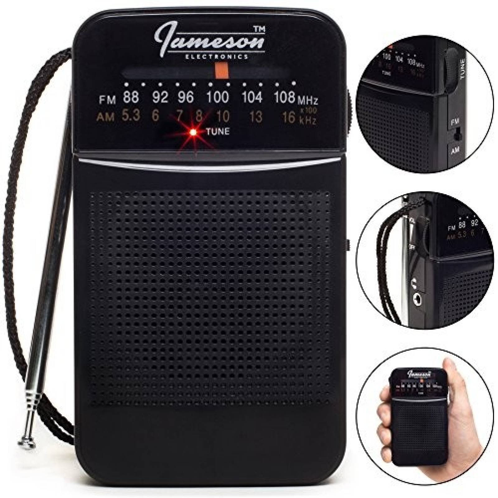Radio personal Jameson Electronics AM FM portátil -Negro