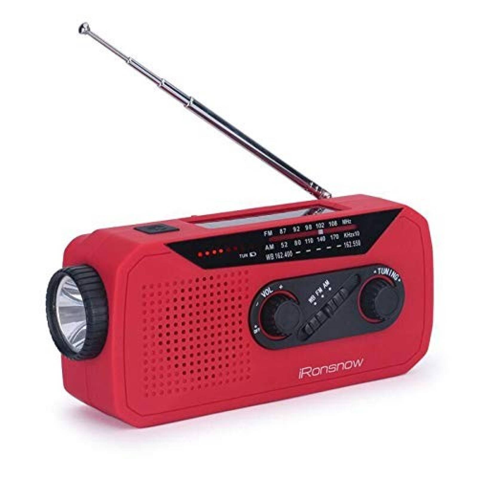 Radio de energía solar iRonsnow IS-366 AM FM linterna -Rojo