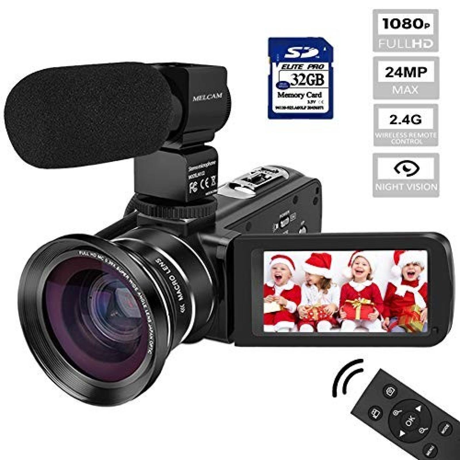 Videocámara MELCAM 1080P 8.0MP 3.0'' IPS 270° SD de 32GB