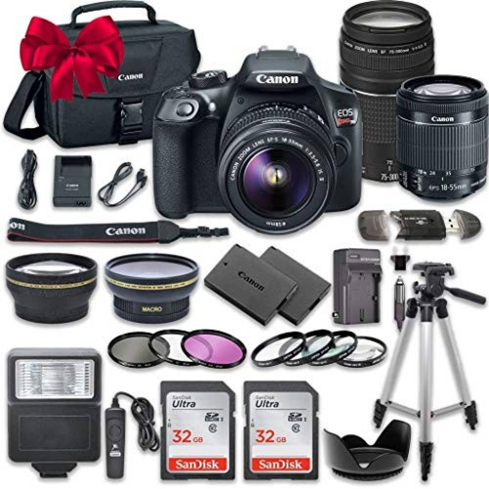 Cámara DSLR Canon EOS Rebel T6 Kit de accesorios 2 lentes