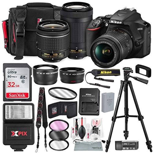 Cámara DSLR Nikon D3500 18 55mm 70 300mm 32gb kit accesorios