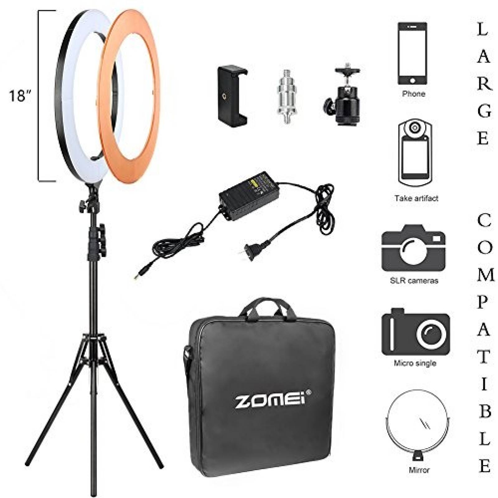 Anillo iluminación para fotografía ZOMEi 18'' LED regulable