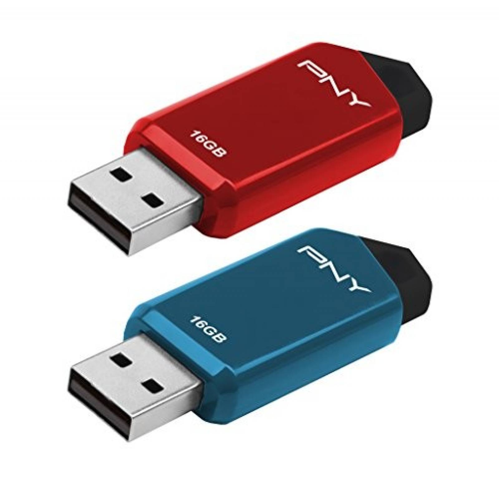 Memorias USB PNY 16 GB PC y Mac 2 piezas -Azul y Rojo