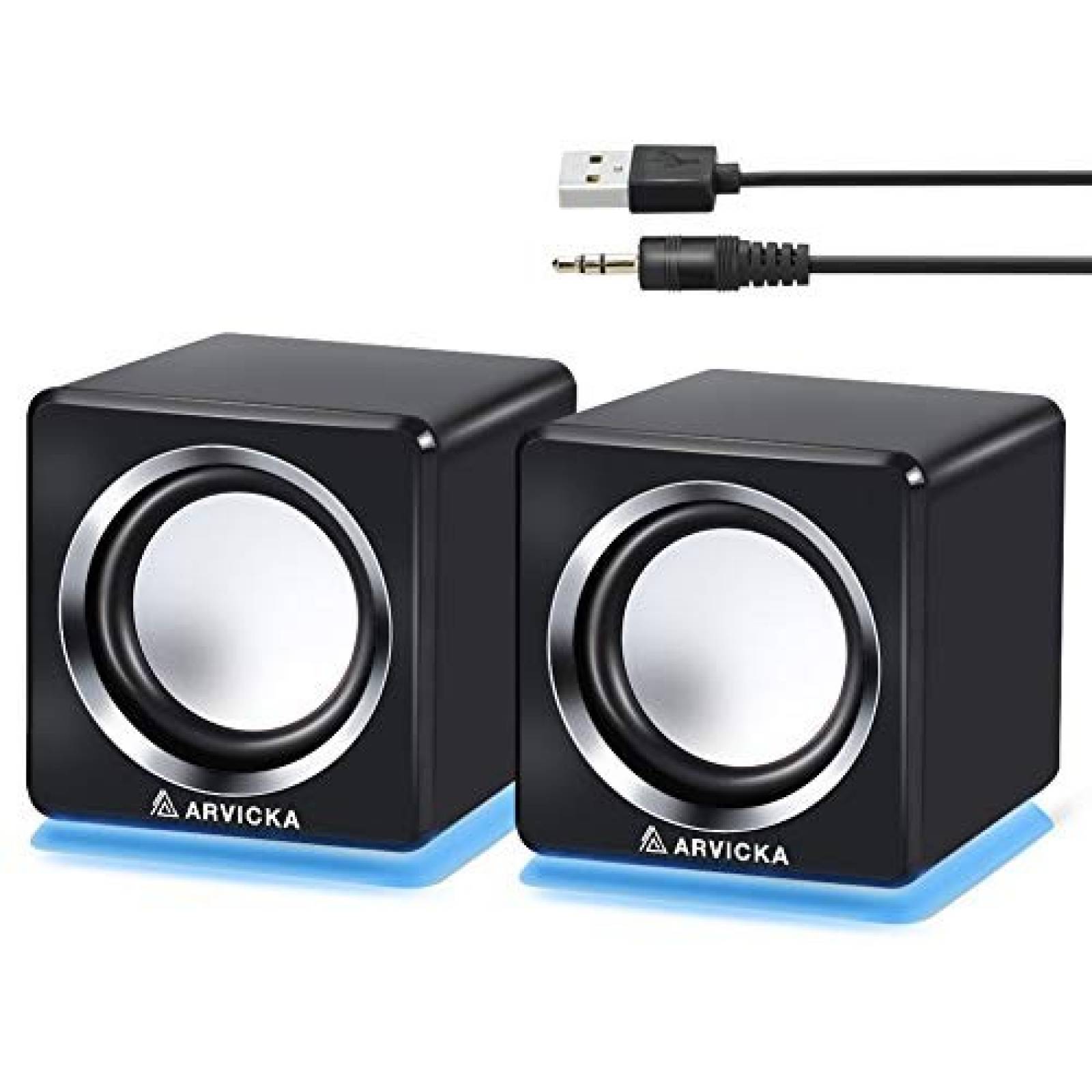 Bocinas para Computadora ARVICKA LED USB Compatibles -Negro