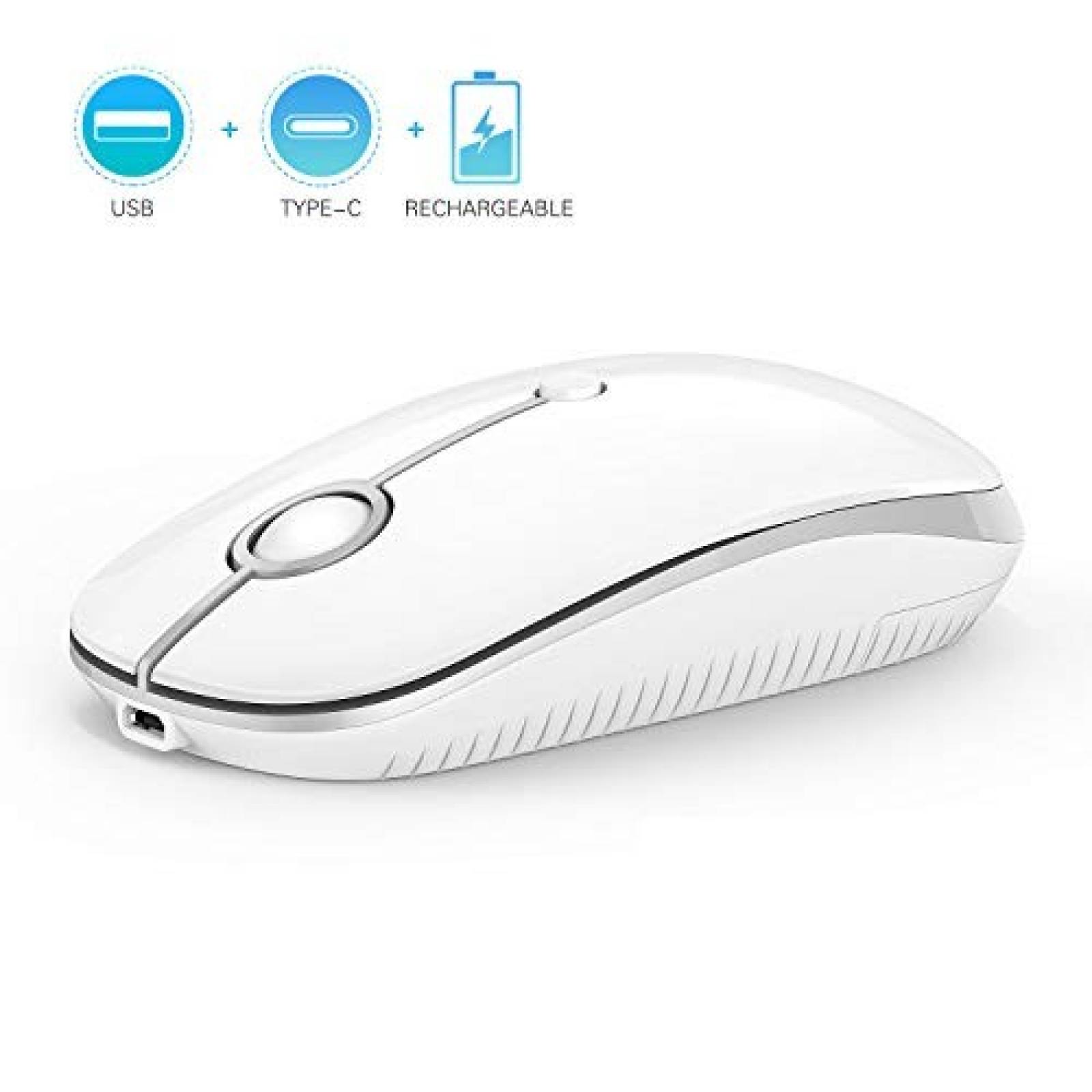 Mouse inalámbrico Jelly Comb recepetor USB y USB C -Blanco