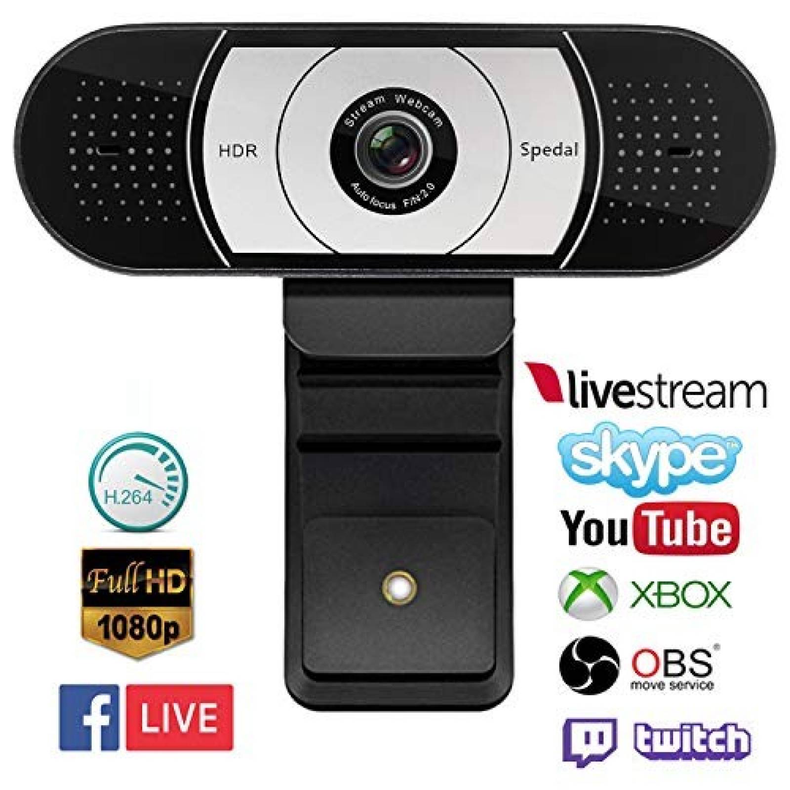 Webcam Spedal USB Streaming Full HD 1080P reducción de ruido