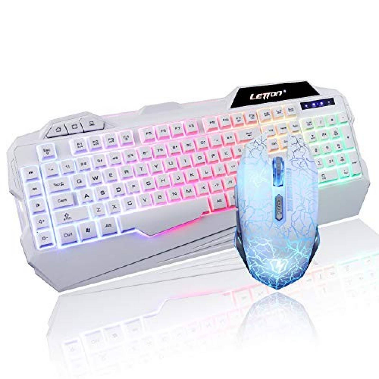 Combo de teclado y mouse Gaming LETTON LED RGB ergonómicos