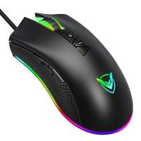 Mouse Gamer Pictek Óptico 10000 Dpi 8 Botones Rgb -Negro