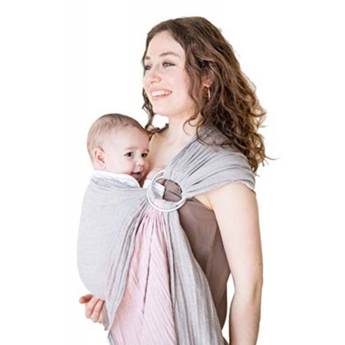 Fular MEBIEN bebés hasta 15kg algodón turco -Gris y Rosa