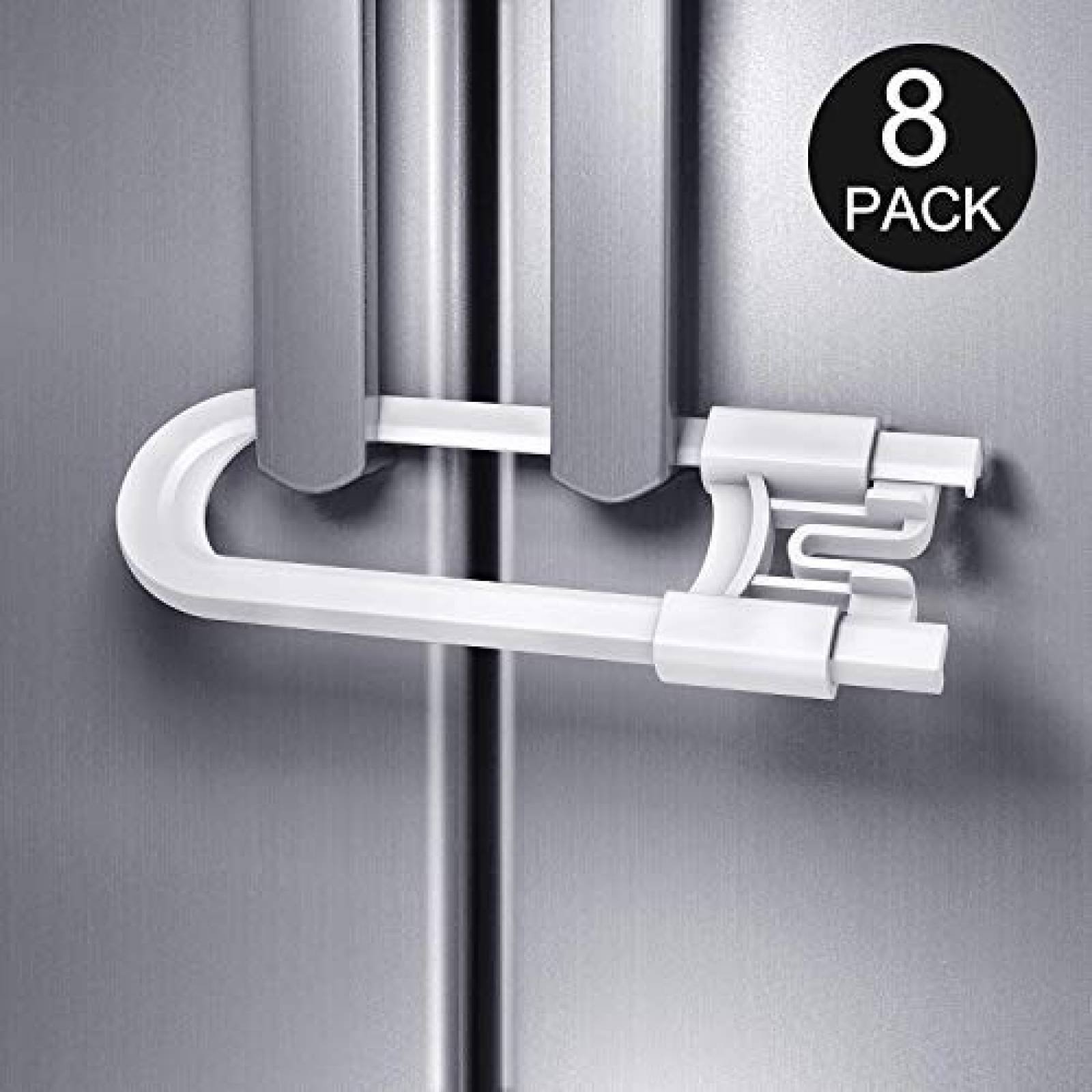 Cerraduras para gabinetes Adoric forma de U 8 piezas -Blanco