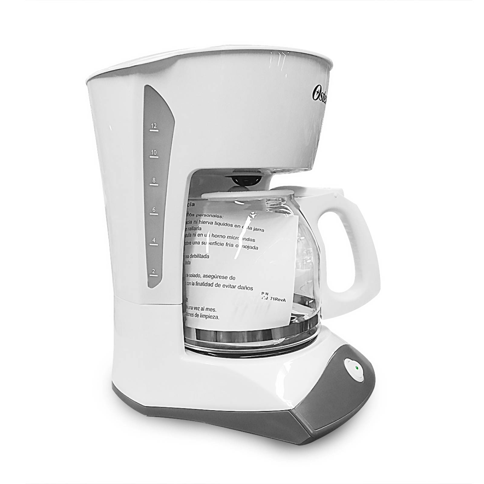 Cafetera De 12 Tazas Básica con Filtro Permanente Blanca Oster Bvstdcsk12