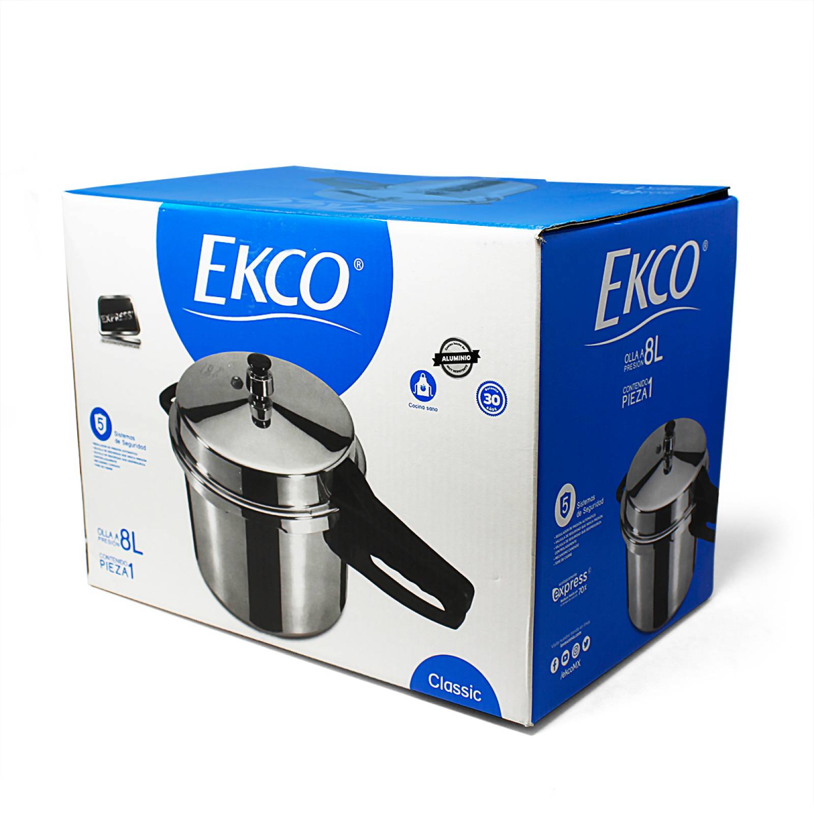 Olla  de Presión Express 8 L Aluminio Classic Ekco 966079