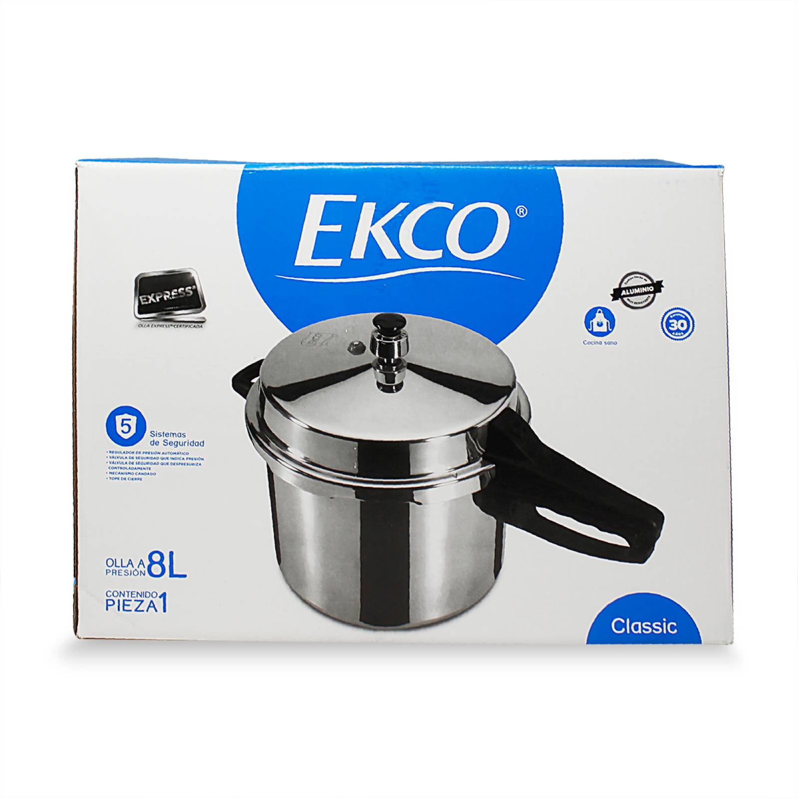 Olla  de Presión Express 8 L Aluminio Classic Ekco 966079