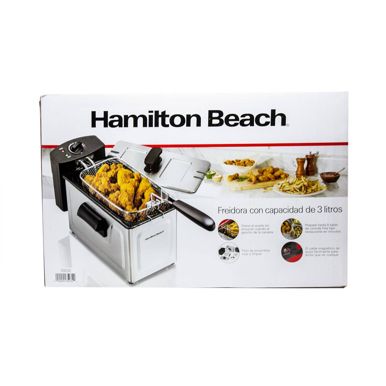 Freidora 12 Tazas 3 L con Tapa Negro/Acero Inoxidable Hamilton Beach 35032